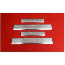 Markadan Peugeot 308 Krom Kapı Eşiği Baskı 2007-2013 4 Parça Paslanmaz Çelik