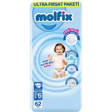 Molfix Bebek Bezi Ultra Fırsat Paketi 6 Beden 15+ kg 62 Adet