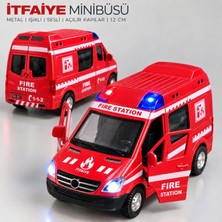 Fidan Oyuncak 1:32 / 12 cm Metal Gövde Işıklı Siren Sesli Oyuncak Minibüs – Açılabilir Kapılar Acil Yardım Kurtarma Aracı