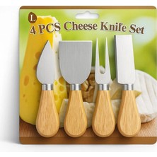 Pileli Store Cheese Knife Set 4pcs Peynir Bıçak Seti Ahşap Bambu Saplı BX40