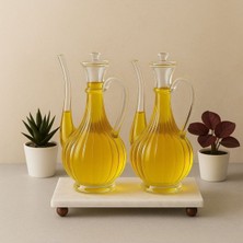 Reoona Mermer Stantlı Borosilikat Cam Glorry Cam Yağlık 700 ML+700 ml Çizgili Tasarım