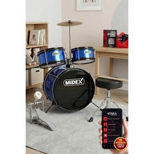Tr CD300X-BLUE Akustik Junior Çocuk Baterisi Davulu, 5-14 Yaş Için Full Set, Mavi