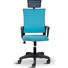 Tr Rigel Ergonomik Ofis Koltuğu, Başlıklı, Yükseklik Ayarlı, Silinebilir Kumaş, Plastik Ayakl