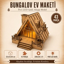 Tr Alg Wood Design Bungalov Ev Maketi Bacalı 3D Ahşap Model | Peri LED Işıklı Ağaç Detaylı D