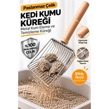 Kurtbay Şekil Paslanmaz Çelik Kedi Kumu Küreği Metal Kum Eleme ve Temizleme Küreği