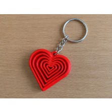 3D Baskı Kalp Fidget Anahtarlık - Hareketli Stres Oyuncağı ve Çanta Süsü-Kırmızı