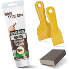 Tr Pratik Ahşap Tamir Seti Beyaz Renk 125 ml Tamir Macunu + 2 Adet Spatula + 1 Adet Kübik Zımpara