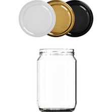 Tr 720 ml Metal Kapaklı Bal Kavanozu 720 cc Şeffaf Konserve Kavanoz 6 Adet (1 kg Bal Alır) (Siyah