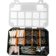 Tr 5n Vera 627 Parça Vida Dübel Seti, 12 Bölmeli Organizer Kutu, Çivi, Pul, Kanca ve Bits Ucu Da