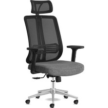 Tr Spark Ofis Sandalyesi Baş Destekli Fileli Sırt Ergonomik Çalışma Koltuğu (Siyah Krom)