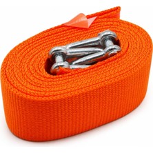 Tr Oto Çekme Halatı, Turuncu, 3 Metre, 3 Ton, 50 mm Genişlik, Vidalı Kancalı, Araç Kurtarma I�