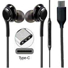 Technio Type-C Girişli Kablolu Kulak Içi Kulaklık - Mikrofonlu, Kumandalı, Yüksek Ses Kaliteli, Yeni Nesil Android ve iPhone Uyumlu Siyah Kulaklık