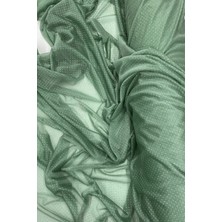Pileli Store Yağmur Damlası Simli Abiye Elbise Şallık Tül Kumaş Mint Yeşil 75