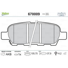 Valeo 670009 Arka Fren Balata Nissan Qashqai 1,5l 1,6l 2,0l K9K M9R HR16DE MR20DE J10 06-13 / X-Trail 2,0l QR20DE T30 01-07 2,5l QR25DE T30 01-> 2,2l YD22DDTI T30 01-> / Murano 3,5l Z51 4x4 Dci 08->