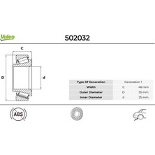 Valeo 502032 Arka Teker Rulmani Renault Megane Iı 02> Scenic Iı 02> Grand Scenic Iı 02> (48X25X55) 7701208059