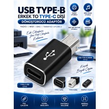 USB Type-B Erkek Yazıcı Ucu To Type-C Dişi Dönüştürücü Adaptör Çevirici
