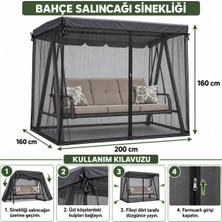 Magic Lady Bahçe Salıncağı Sinekliği 200 × 160 × 160 cm – Fermuarlı, Dört Tarafı Kapalı Siyah File