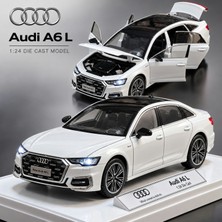 1:24 Ölçek Audi A6 L Metal Model Araba Çek Bırak Kapıları Açılan Işıklı ve Sesli Diecast Koleksiyonluk Araba Sergileme Standlı