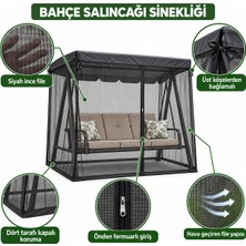 Magic Lady Siyah 2 Kişilik Bahçe Salıncağı Sinekliği 160 × 150 × 160 cm – Fermuarlı Siyah File