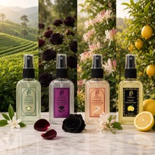 Liorbella 4'lü Mini Kolonya Seti 50 ml | Plastik Şişe | Yeşil Çay, Karagül, Hanımeli, Limon | Cep, Araç ve Ofis Boy
