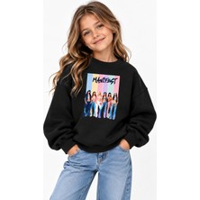 Fasardi Manifest Girls Tasarım Baskılı Oversize Şardonsuz Uzun Kollu Kız Çocuk Sweatshirt