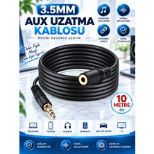 3.5 mm Aux Ses Uzatma Kablosu Erkek Dişi Kulaklık Hoparlör Araç Pc Uyumlu 10 Metre