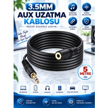 3.5 mm Aux Ses Uzatma Kablosu Erkek Dişi Kulaklık Hoparlör Araç Pc Uyumlu 5 Metre