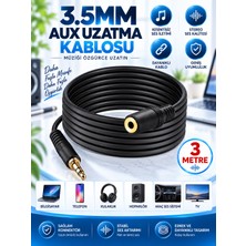 3.5 mm Aux Ses Uzatma Kablosu Erkek Dişi Kulaklık Hoparlör Araç Pc Uyumlu 3 Metre