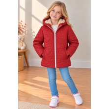 Dublino Kids Çiçekli Kız Çocuk Su ve Rüzgar Geçirmez Kapüşonlu Mont
