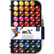 Rich Art-X 48'li Premium Suluboya Seti, Su Hazneli Fırça ile Birlikte, 1 Adet, Renkli, 23x3,8 cm Kapaklı
