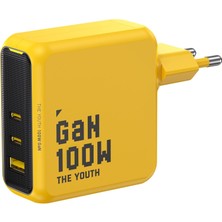 Store Youth 3 Portlu Şarj Adaptörü, 100W Gan Hızlı Şarj Istasyonu, Sarı