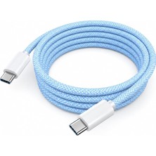 Store Type-C USB Şarj Kablosu, 60W Hızlı Şarj, 48 Telli Örgü Kablo, 2 Metre, Mavi