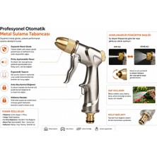 Store Profesyonel Otomatik Metal Sulama Tabancası, Çinko Alaşım ve Pirinç, Ayarlanabilir Nozul, Nikel Kaplama, Bahçe ve Araç Yıkama