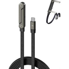 Store Type-C To Type-C,katlanabilir,standlı Ergonomik Tasarımlı 1.5m Örgülü Hızlı Şarj ve Data Kablosu Siyah