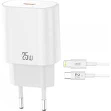 Store Xo Hızlı Şarj Adaptörü CE25| 1 Lightning Kablo | 25W Max Power | Akım Korumalı | Hızlı Şarj Çip | Tablet, Notebook, Cep Telefonu, Konsol | Beyaz