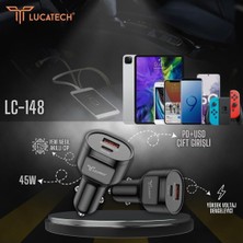 Store Samsung Galaxy S22/S22 PLUS/S22 Ultra ile Uyumlu 45W Hızlı Araç Şarj Cihazı, USB + Pd Çift Çıkış, Siyah