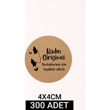 Woisco Kadın Girişimci Çıkartma Etiket (Kraft 4X4CM 300 Adet) Paketleme Ambalaj Kargo Ürün Etiketi T.no:6
