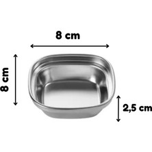 Store Metal Gümüş Renk Barbekü, Sos Tabağı - Sos, Reçel, Bal, Kaymak Kasesi, Tekli - 8X8X2,5 cm - 1 Adet