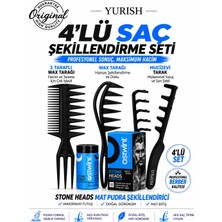 Yurish 4'lü Saç Şekillendirme Tarak Seti + Toz Wax | Profesyonel Hacim Veren Saç Şekillendirme Seti