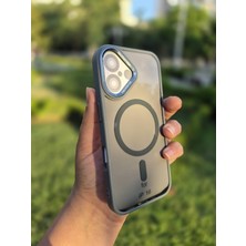 Store iPhone 16 Için Magneticsafe ile Uyumlu FOCUS07 Serisi Polikarbonat Kenarları Silikon ve Köşeleri Güçlendirilmiş Tpu Focus Kılıf Gri