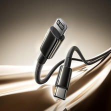 Store Tungsten Gold Air 30W Type-C To Lightning (Ip) Hızlı Şarj ve Veri Aktarım Kablosu, Pd Destekli Örgülü Kopmaz Yapı, iPhone ve iPad Uyumlu, 2 Metre, Cluster Siyah