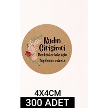 Woisco Kadın Girişimci Çıkartma Etiket (Kraft 4X4CM 300 Adet) Paketleme Ambalaj Kargo Ürün Etiketi T.no:7