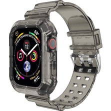 Store Apple Watch Series 8 45MM Için Kordon Transparent Clear Band Siyah