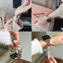 Store Apple Watch 38/40/41/42 mm Uyumlu Deri Bileklik Kayışı, Renkli Örgülü Desen, Metal Zincir Tasarım