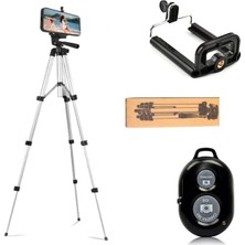 Store Bluetooth Lu Telefon Tutuculu Tripod 102 cm Kamera Telefon Tutuculu Uyumlu (Gümüş) Profesyonel