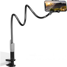 Store Saıjı Ivy-85 Akrobat Esnek Telefon Tutucu, Deveboynu Yataklı Telefon Tutacağı, Masa Için Esnek Uzun Kollu Telefon Montajı, Klips Braketi Kelepçe Standı 4.0-6.3'' Siyah