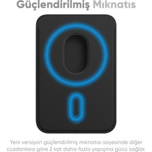 Store iPhone Için Magsafe ile Uyumlu Cüzdan Manyetik Kartlık Yenilenmiş V2 Güçlü Mıktanıs ile Süper Yapışma ve Sağlam Tutuş (Siyah, Modern)