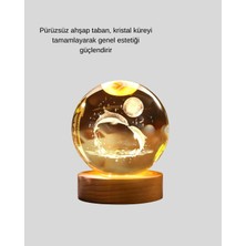 Store LED Işıklı Yunus Küre Ahşap Standlı Modern Dekoratif Aksesuar