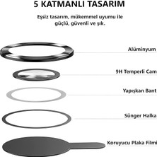 Store Enfein iPhone 17 Ile Uyumlu Cmcov Kamera Lens Koruyucu Kolay Tak Çıkar Ergonomik Ince Tasarım Kırılma ve Çizilme Önleyici Siyah