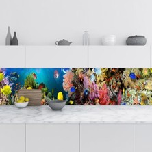 Orevio Mutfak Tezgah Arası, Folyosu Deniz Mercanları, Folyo Fayans Kaplama, 60X300 cm